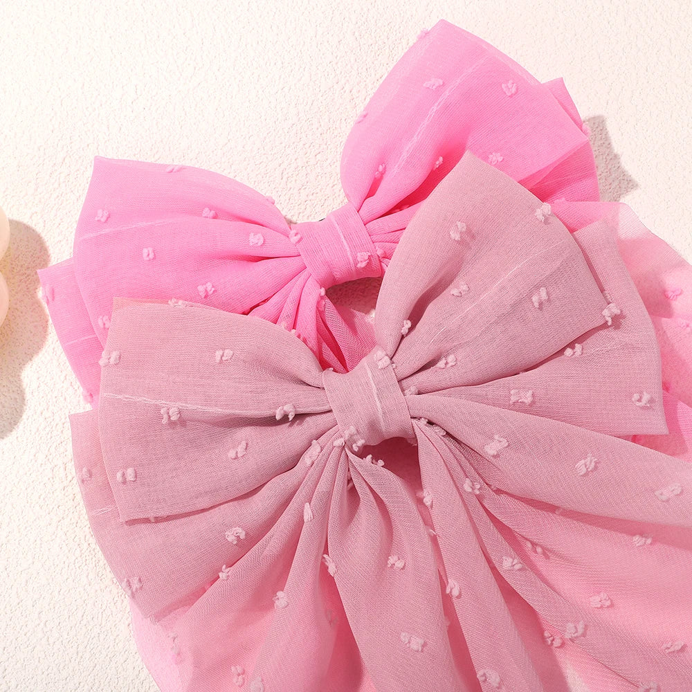 Girls Elegant Big Bow Satin Hair Clip Accessory - Smarsty