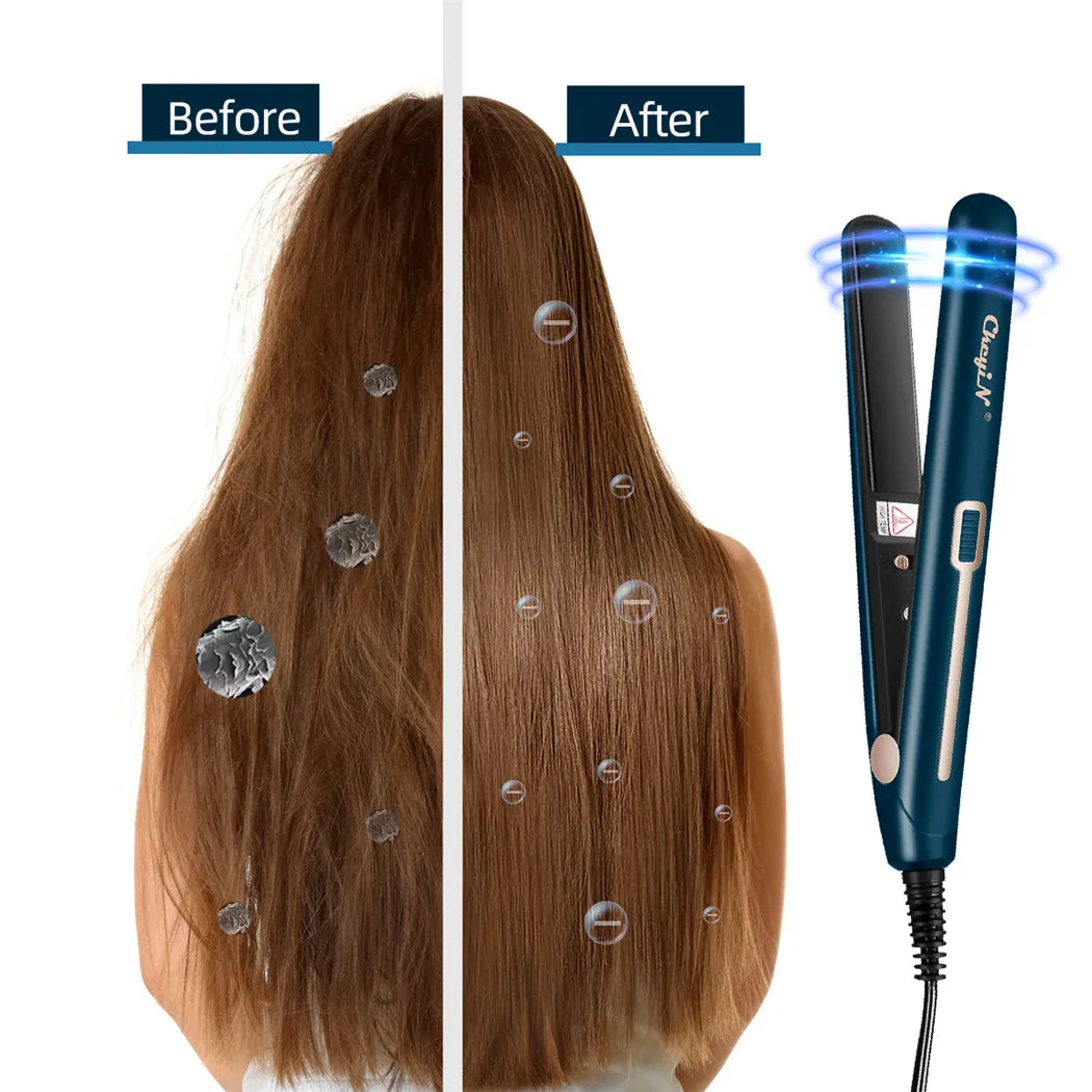 CkeyiN Mini Hair Flat Iron 2 in 1 Portable Straightener and Curler - Smarsty