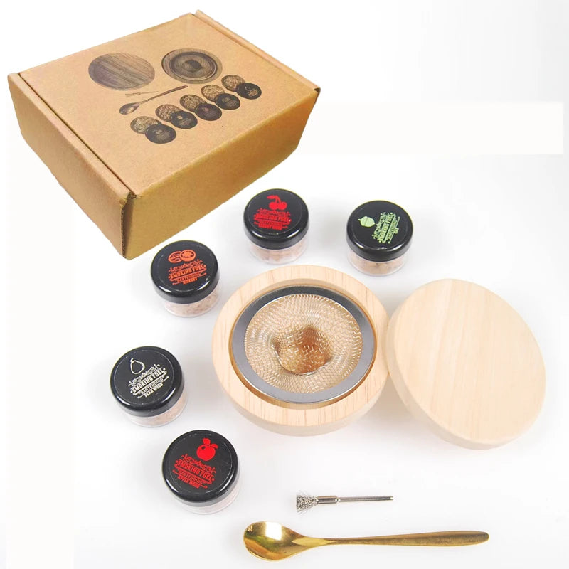 Glass Top Smoker Cocktail Smoker Kit With 4PCS Wood Chips Bartender Accessories For Whiskey Drinks Smoking Gift Kit for Men - Smarsty