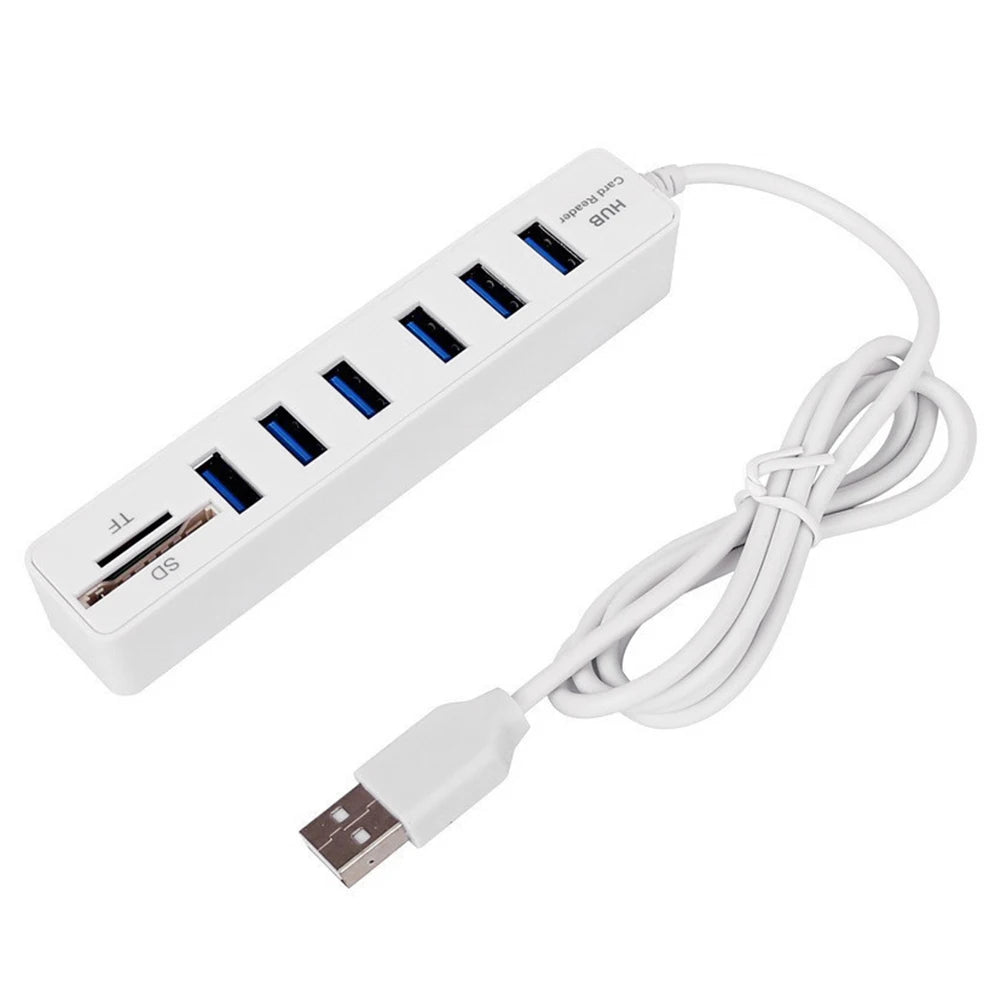 USB 6 Port Extension Hub High Speed Transmission Memory TF Splitter Adapter Plug and Play USB 2.0 for Laptop Computer PC