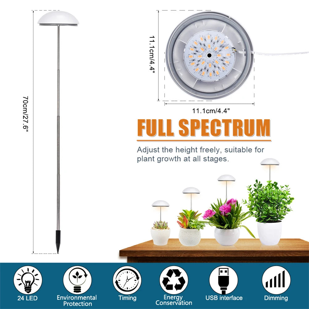 Full Spectrum Grow Lights with Auto On/Off Timer Plant Growing Lamp Height Adjustable for Plants Flowers Greenhouse Hydroponic
