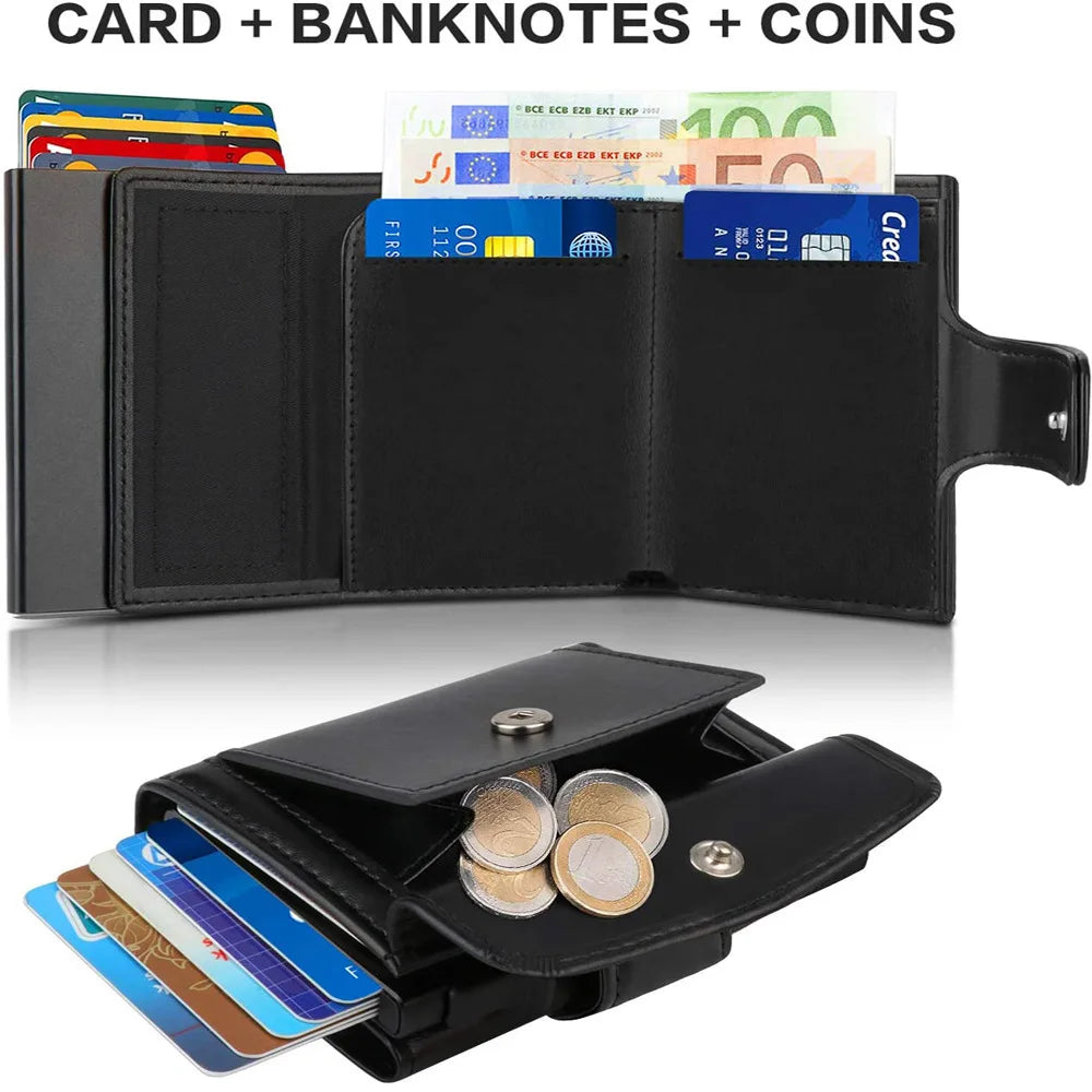 Rfid Microfiber Leather Men Wallets Fashion Card Holder Trifold Wallet Money Bags Smart Slim Thin Coin Pocket Wallet Purse - Smarsty
