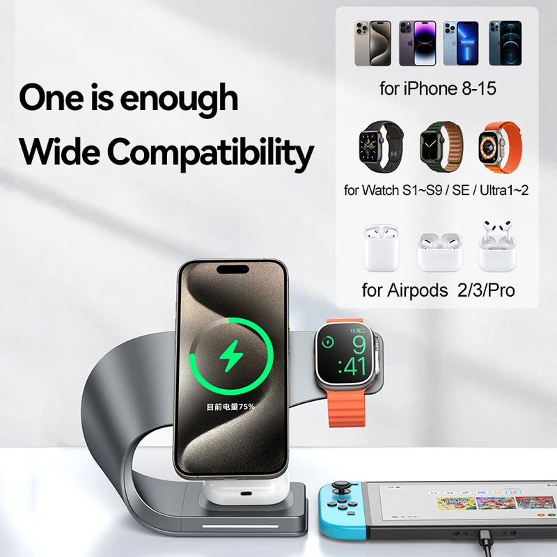 Magnetic Wireless Charger Dock For Phone AirPods Watch - Smarsty