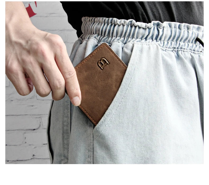 New Retro Men Leather Wallets Small Money Purses Design Dollar Price Top Men Thin Wallet With Coin Bag Zipper