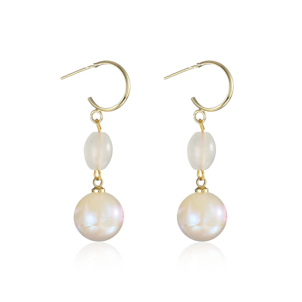 Pearl Long Earrings With Rhinestones For Wedding Fashion - Smarsty