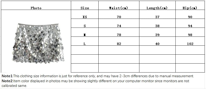 Silver Sequin Skirt Woman High Waist Mini Skirt Woman Fashion Shiny Glitter Elegant Short Skirts For Women Y2k Skirts - Smarsty