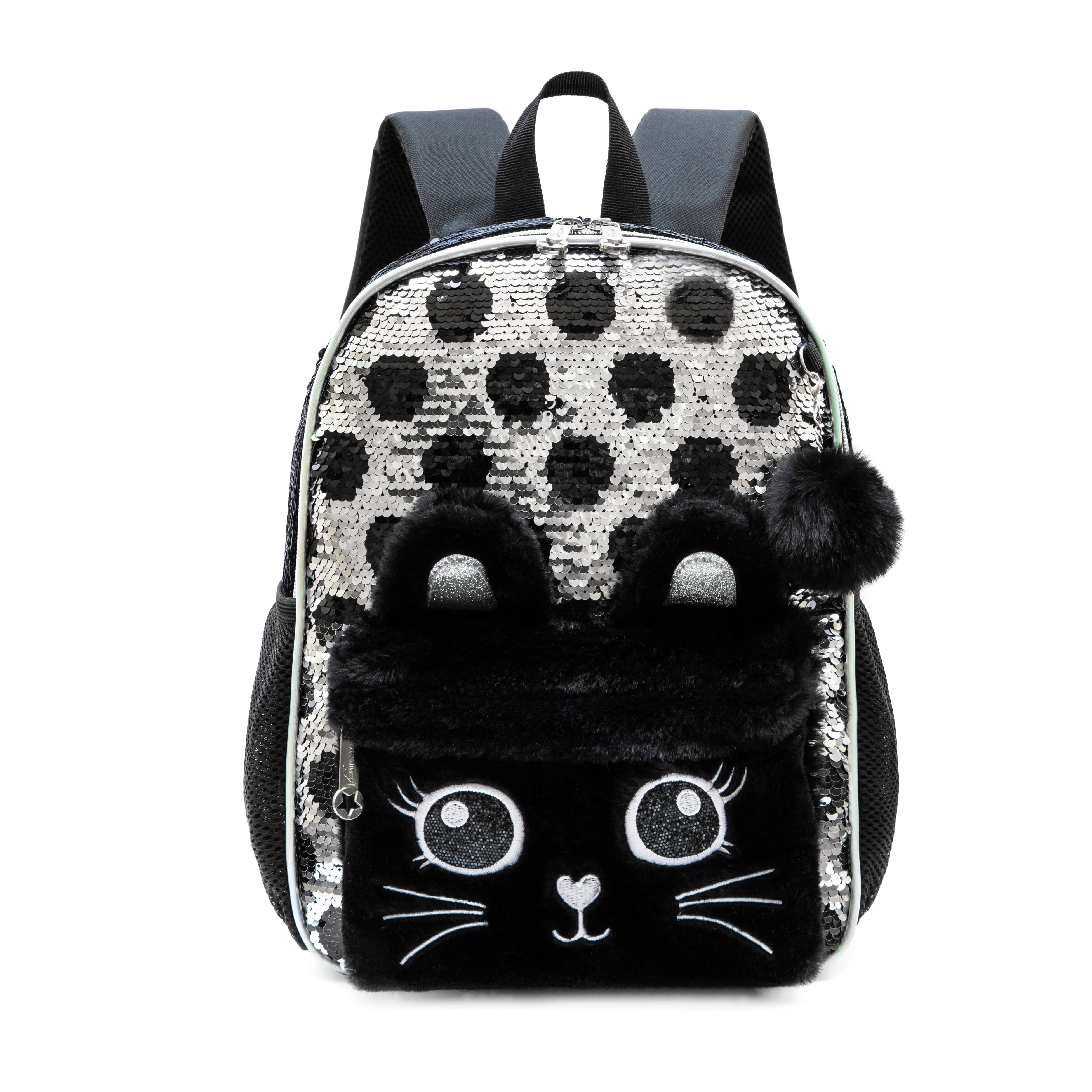 Girls Sequined Kindergarten Backpack With Zipper Closure - Smarsty