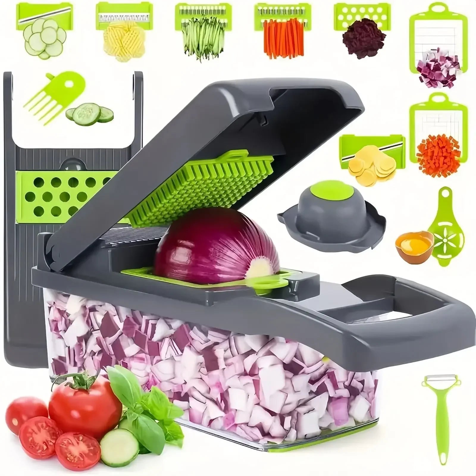 Multifunctional Vegetable Chopper Handle Food Grate Food Chopper Vegetable Slicer Dicer Cut 14/16 in 1 Kitchen Items Cocina by Smarsty