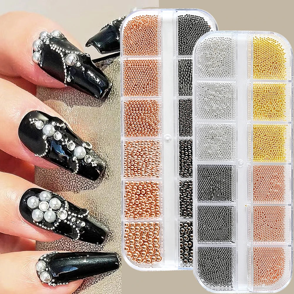 Mini Caviar Beads Nail Art Set with Magnetic Pen - Smarsty