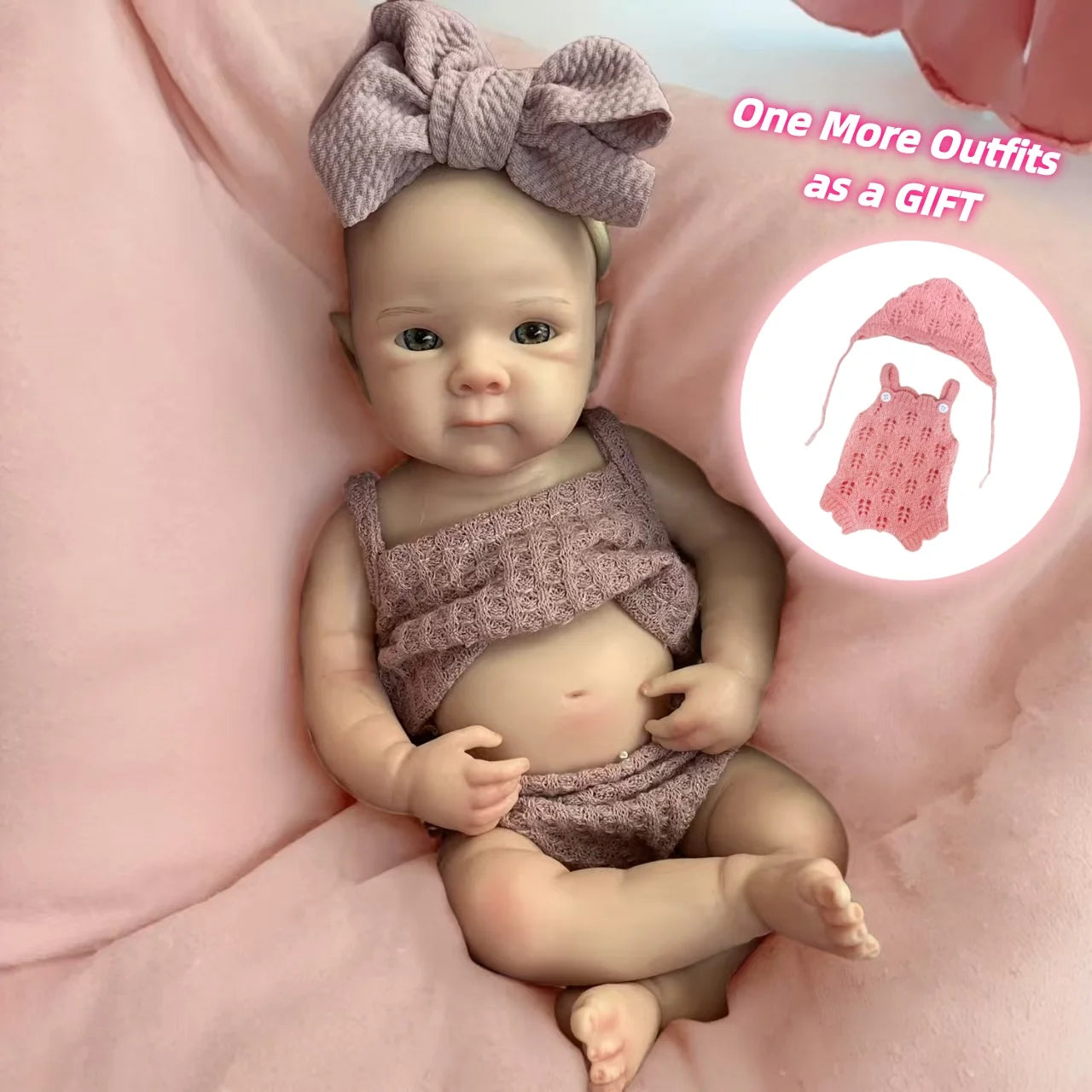 13Inch Waterproof Bettie Bebe Reborn Silicone Girl Doll With 2 Sets Outfits Handmade Paint Skin Soft Touch Newborn Silicone Doll