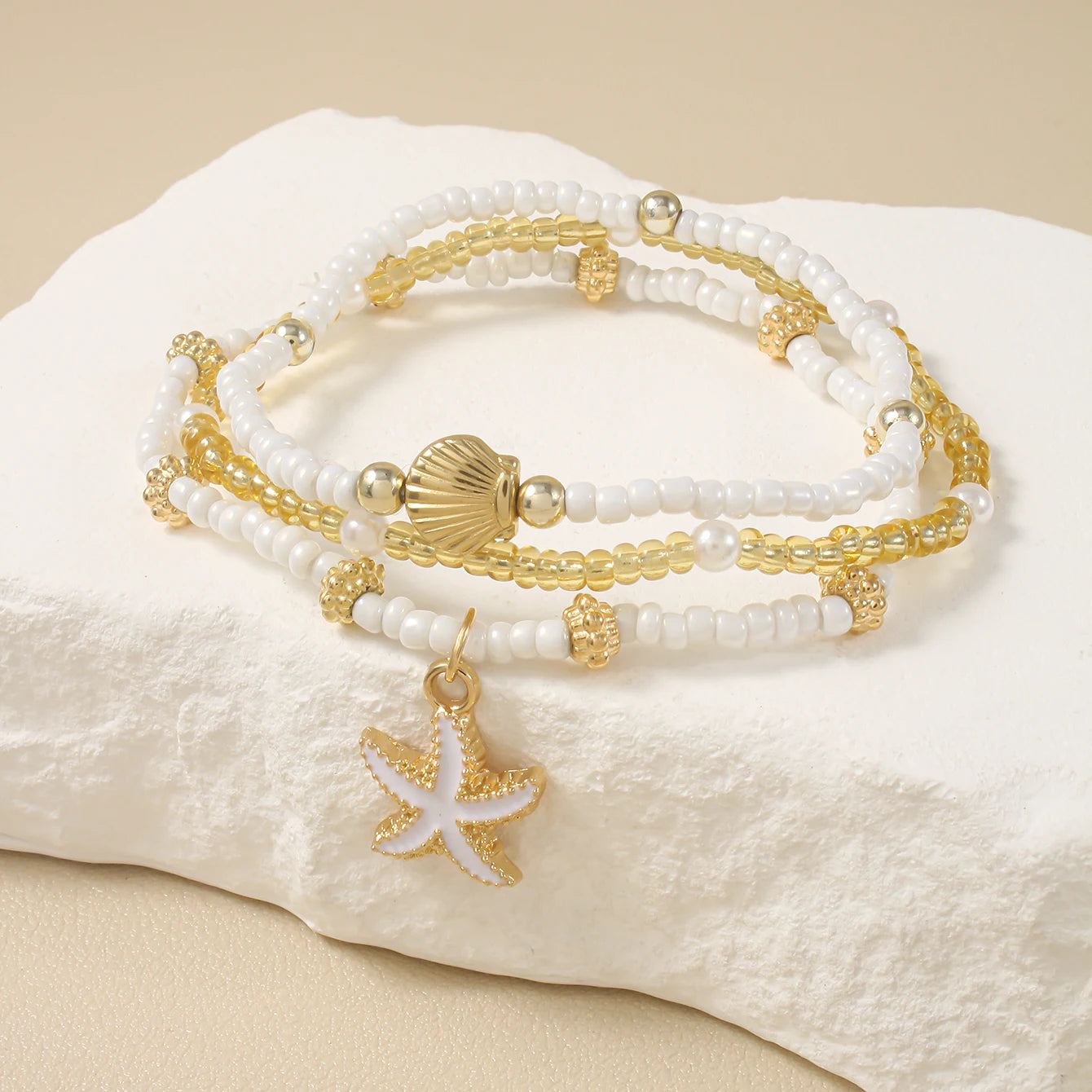 Handmade Starfish Shell Beaded Bracelet for Summer - Smarsty