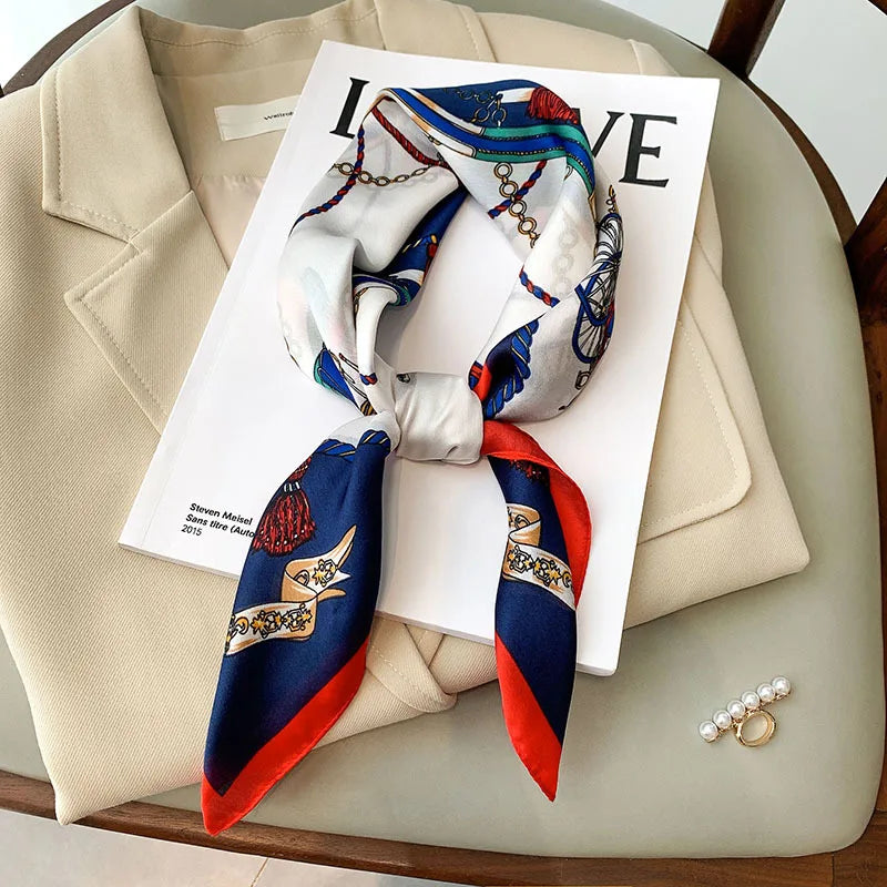 Luxury Silk Satin Headscarf for Women with Plaid Print - Smarsty