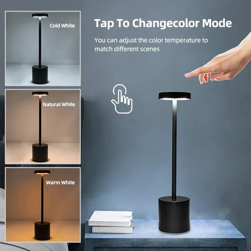 Rechargeable Touch Sensor LED Table Lamp with Adjustable Colors - Smarsty