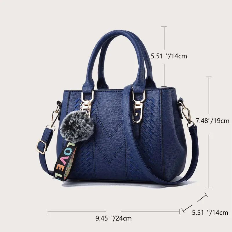 Embroidered Leather Messenger Bag for Women With Fur Accent - Smarsty