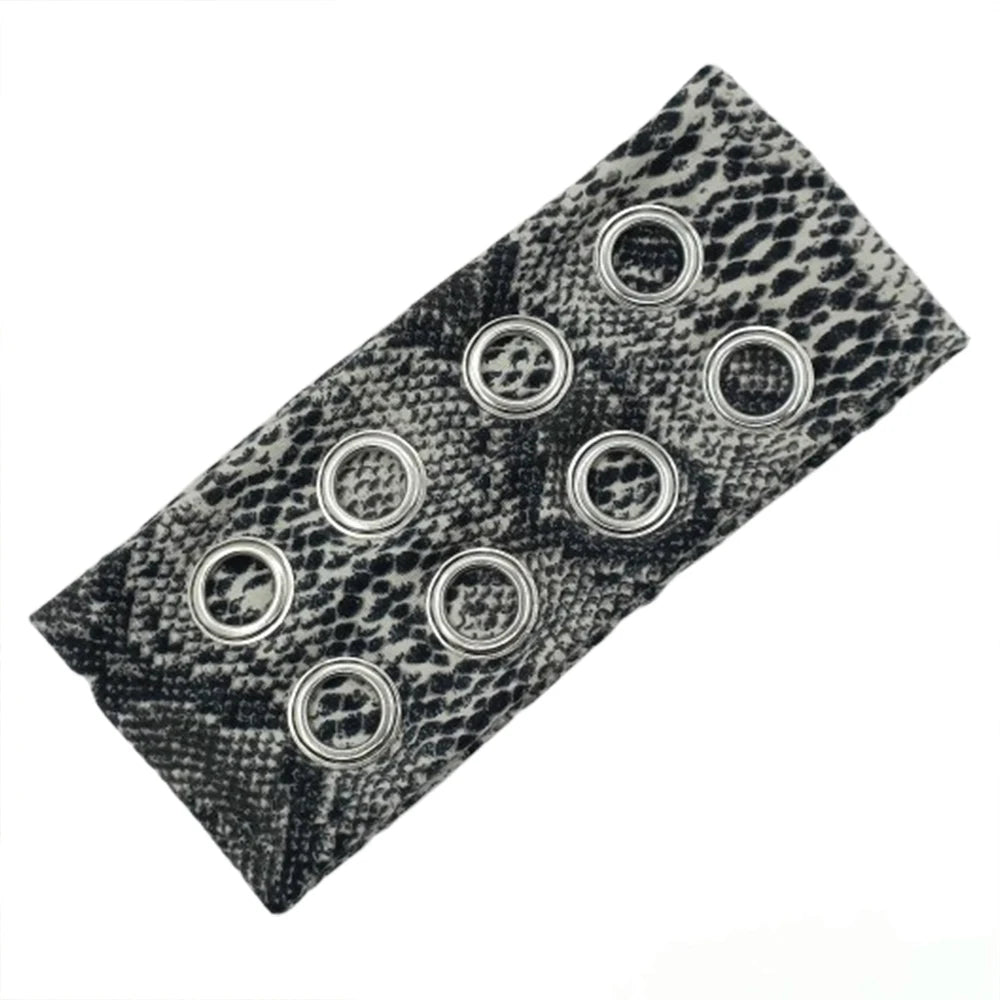 Punk Grunge Wide Elastic Headband Stretchy Metal Look - Smarsty