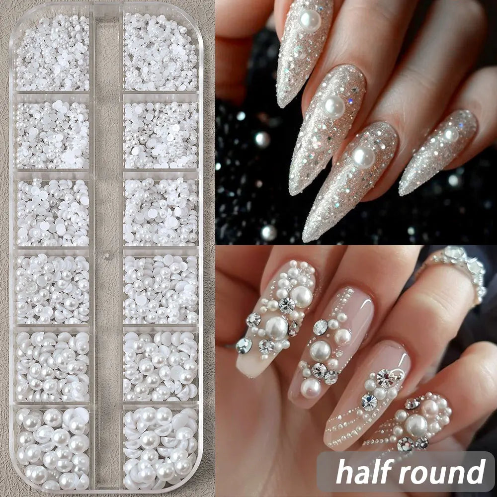 Half Round Pearl Beads for Stunning Nail Art - Smarsty