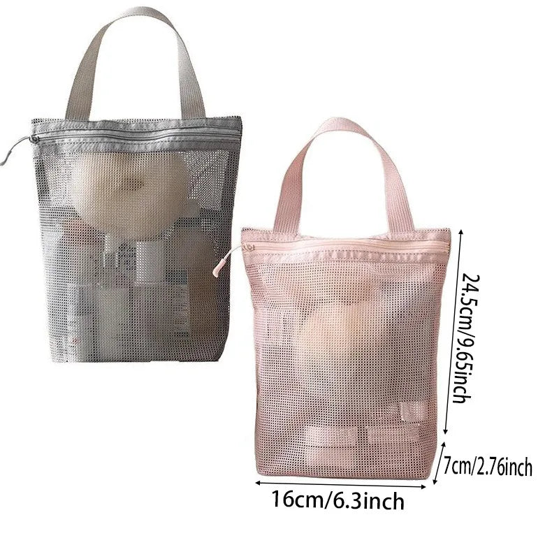 Mesh Makeup Toiletry Storage Bags Handbags Portable Travel Washing Body Shower Tools Organizer Hanging Cosmetic Organizer Pouch - Smarsty