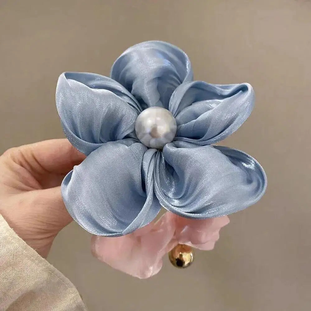 Summer Pearl Flower Scrunchie High Elastic Hair Tie - Smarsty