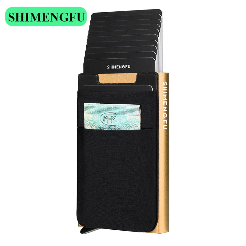 Pop-Up Card Holder RFID Protection Slim Aluminum Men Wallet Elasticity Back Pouch ID Credit Case Travel Cardholder Women Purse - Smarsty