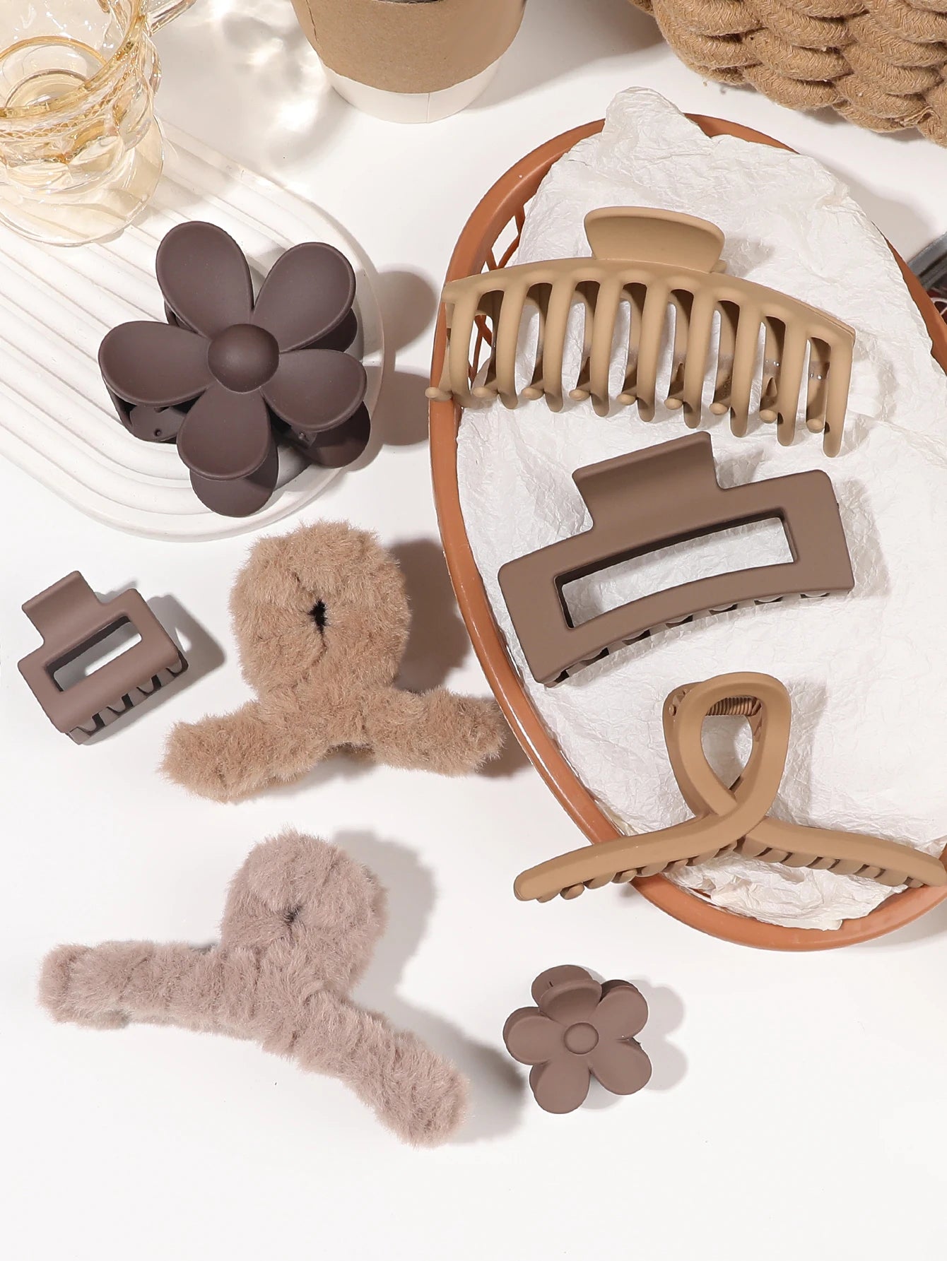 Neutral Color Large Matte Hair Claw Clips Strong Hold - Smarsty