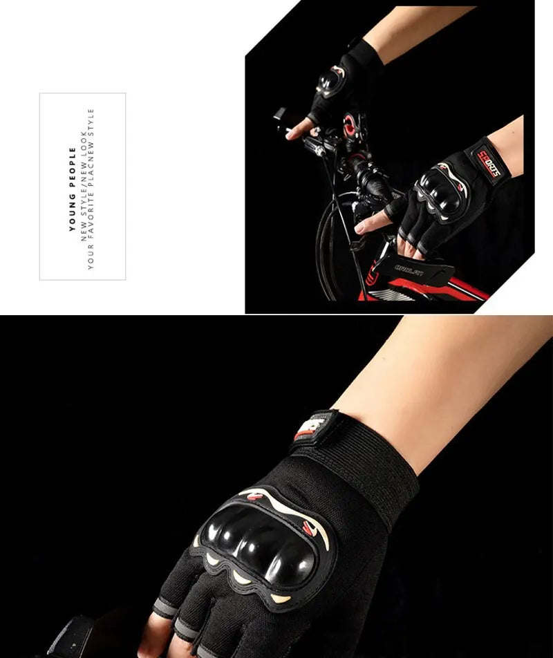 Men Half Finger Motorcycle Gloves Breathable Slip Resistant - Smarsty
