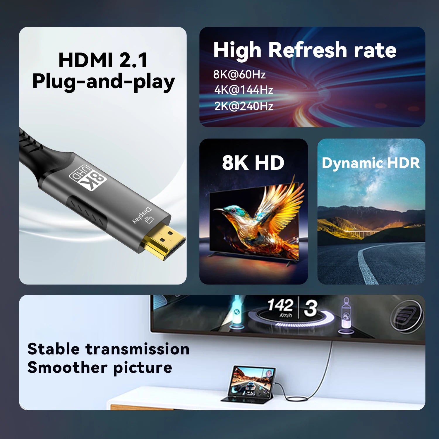 8K USB C to HDMI Cable for High-Speed Streaming - Smarsty