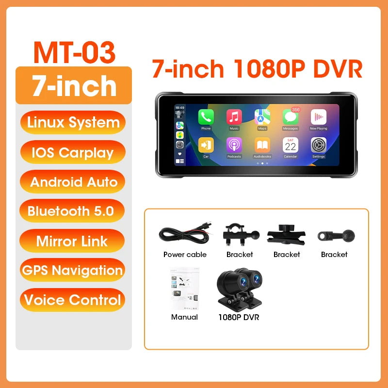 Portable Motorcycle Navigation Display CarPlay Android Auto - Smarsty