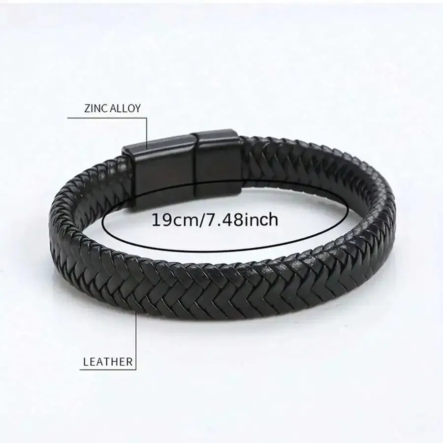 Retro Mens Leather Open Bangle Adjustable Sports Bracelet - Smarsty