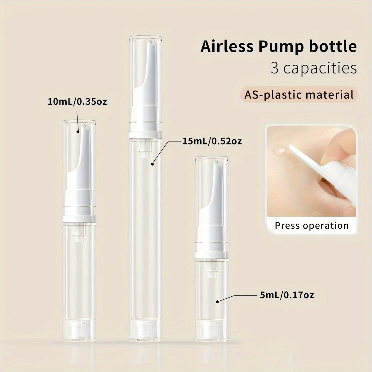 Clear Airless Foundation Dispenser Travel Bottles Set - Smarsty