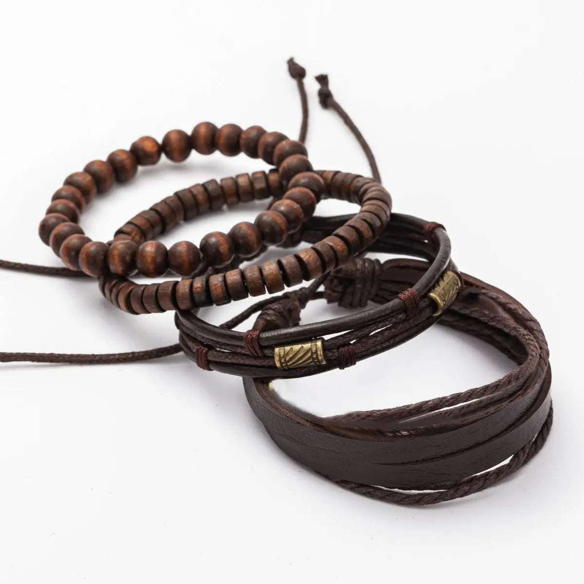 Vintage Multi Layer Wooden Beads Men's Bracelet Set - Smarsty