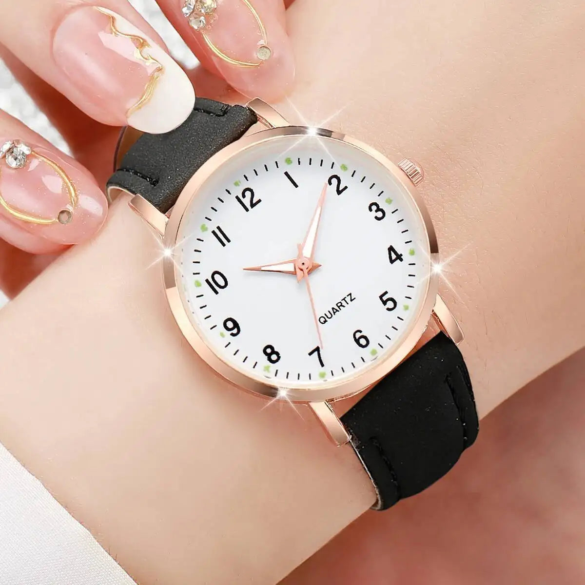 Fashion Arabic Dial Quartz Watch with Leather Strap for Women - Smarsty