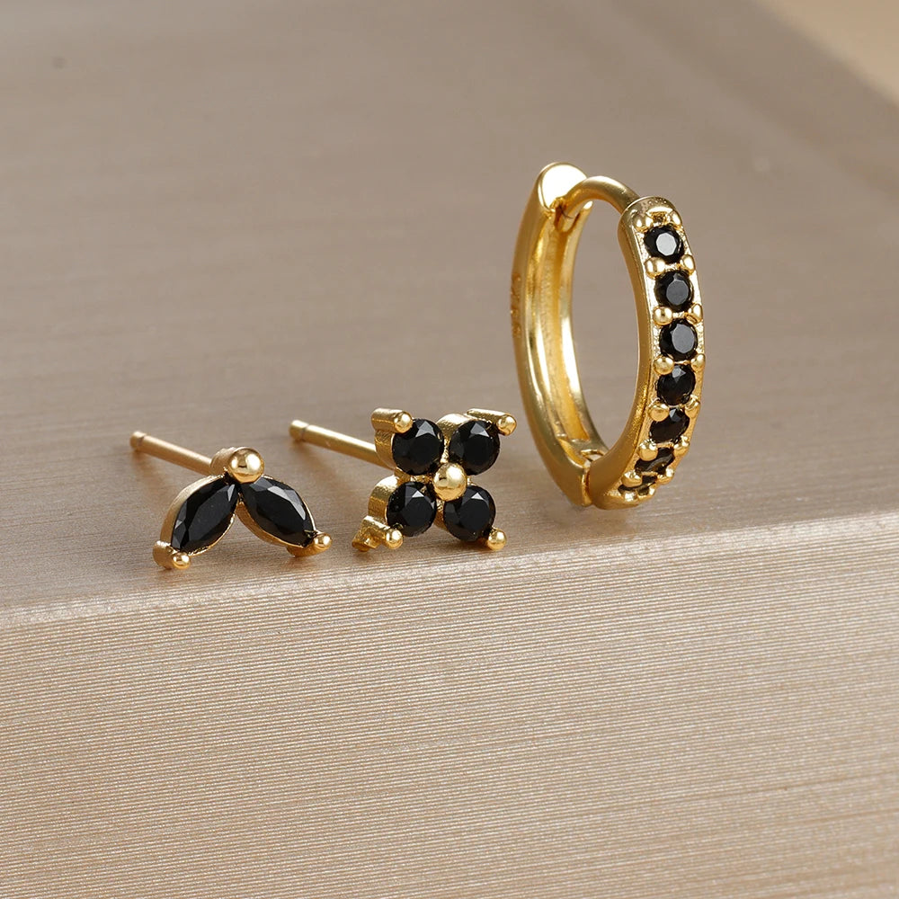 Gold Color Stainless Steel Hoop Earrings Set for Women - Smarsty