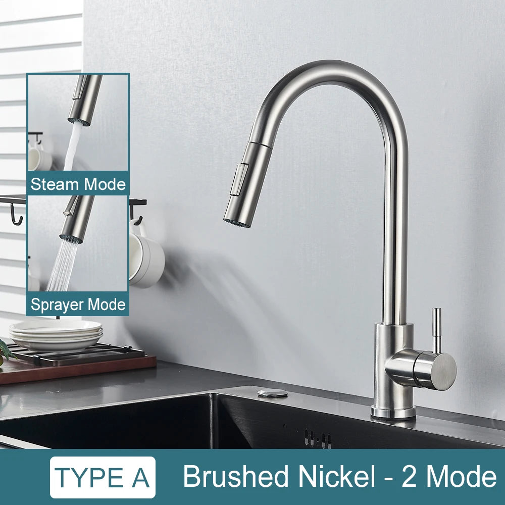 Black Kitchen Faucet with Pull Out Spray Versatile Hot and Cold Water - Smarsty