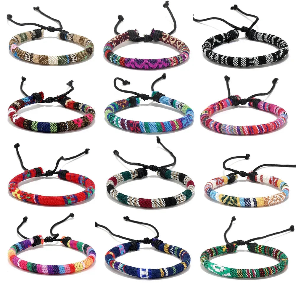 Colorful 12Pcs Nepal Ethnic Bracelet Set for Women - Smarsty