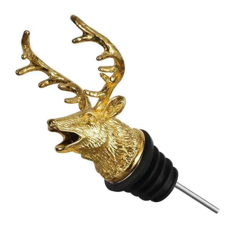 Zinc Alloy Deer Head Wine Pourer and Stopper - Smarsty