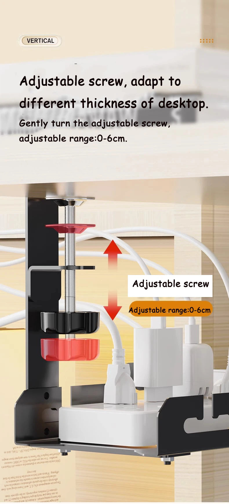 Telescopic Under Table Storage Rack Metal Cable Management Tray Home Office Desk Wire Organizer No Punching Storage Accessories by Smarsty