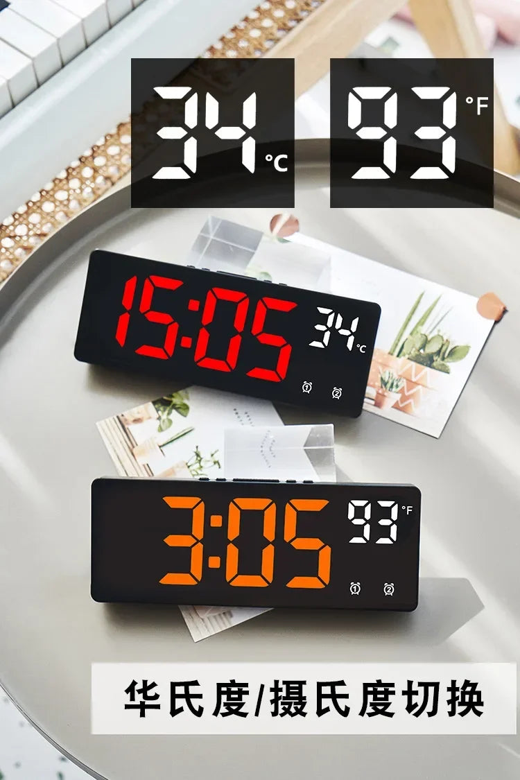 Voice Control LED Alarm Clock with Temperature Display - Smarsty