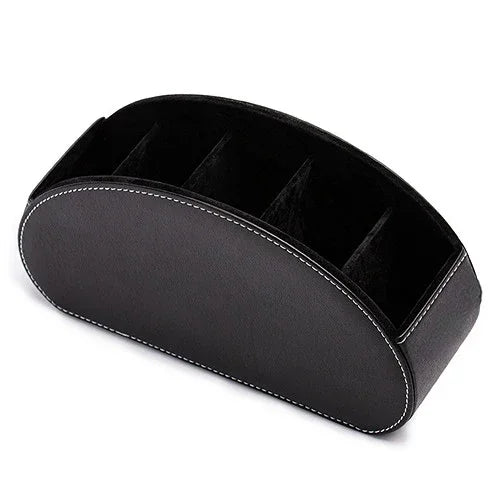 5 Grid Pu Leather Organizer Remote Control Phone And Tv Holder Desk Storage Box Cosmetics Brush by Smarsty