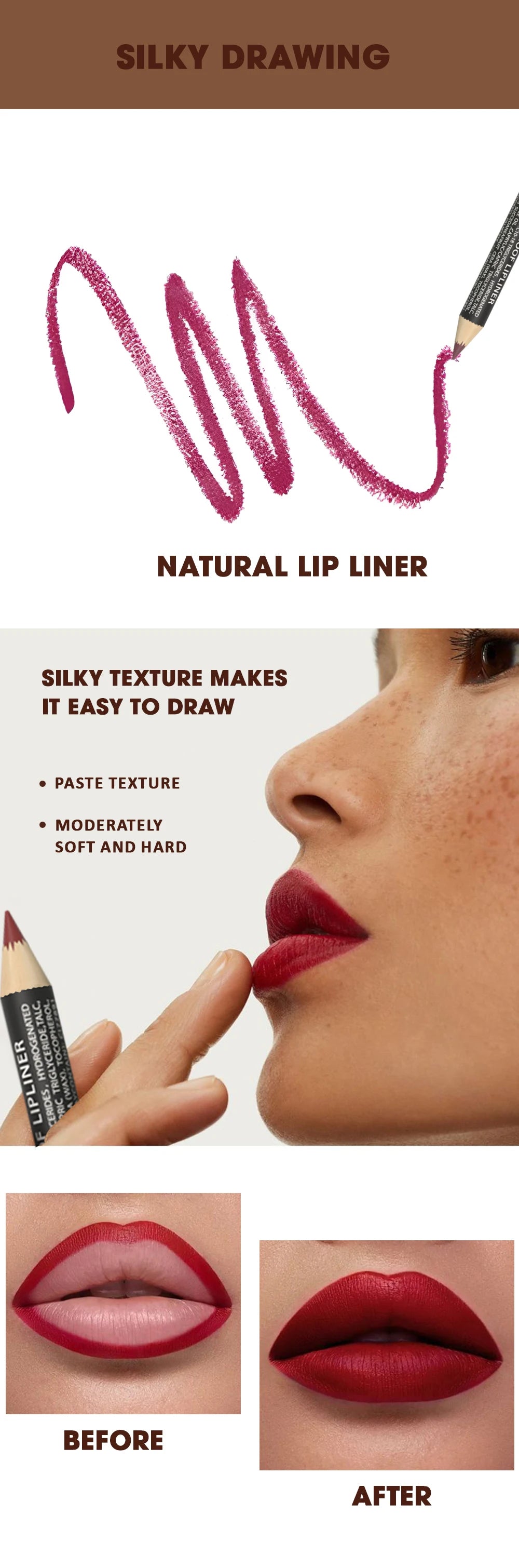Rozza Waterproof Lip Liner Pencil Set for Long Lasting Wear - Smarsty