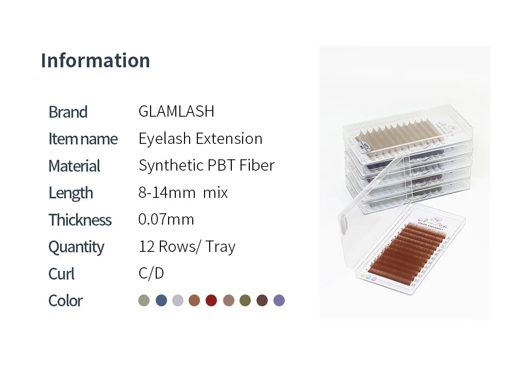 Glamlash Morandi Grey Colorful Individual Eyelash Extensions - Smarsty