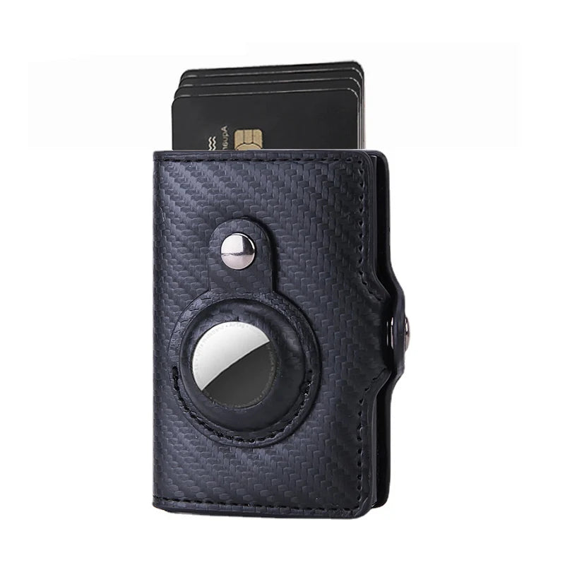 Carbon Rfid Card Holder Men Women Airtag Wallet Money Bag Leather Purse Slim Thin Wallets For Apple AirTags Tracker Air Tag 2023 - Smarsty