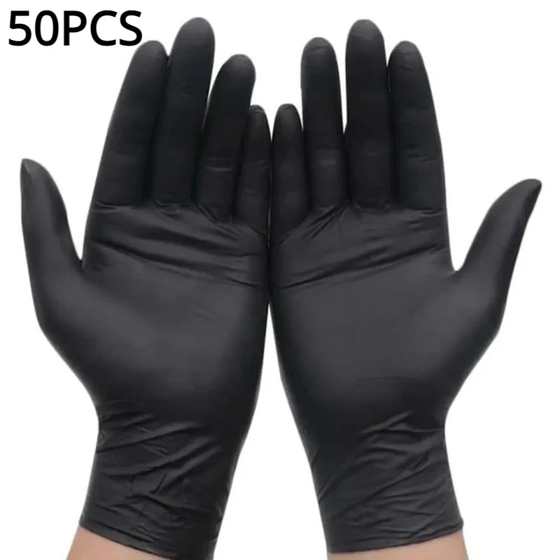 100/50/20PCS Black Nitrile Gloves Thickened Disposable Gloves for Cleaning Hairdressing Waterproof Dishwashing Tattoo Gloves - Smarsty