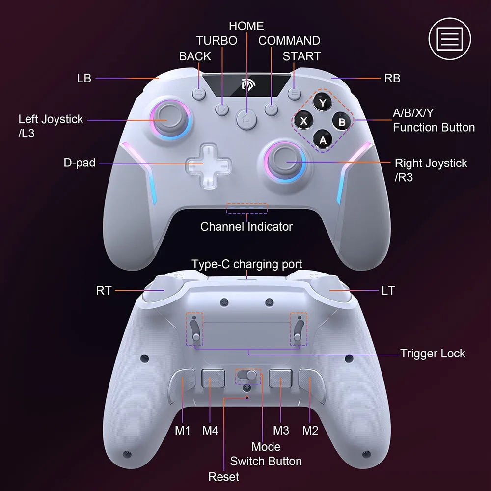 EasySMX X20 Wireless Gamepad with RGB Effects - Smarsty