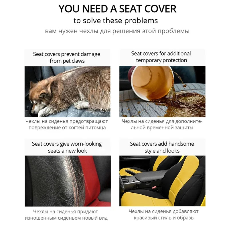 All Season Universal Car Seat Covers PVC Black Sports - Smarsty