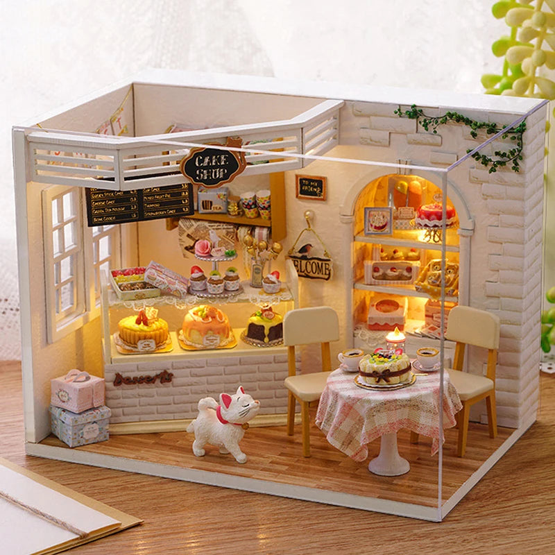 DIY Wooden Miniature Doll House Model Building Kits Small House Toy With Furniture For Children Gift Wooden Crafts Dollhouse by Smarsty