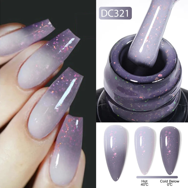 Auroras Thermal Rubber Base Gel Nail Polish Long Lasting Glitter - Smarsty