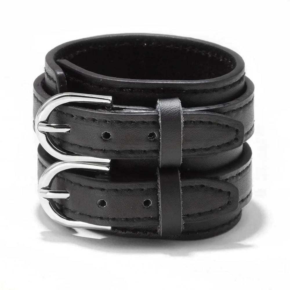 Men's Genuine Leather Bracelet Adjustable Vintage Punk Style - Smarsty