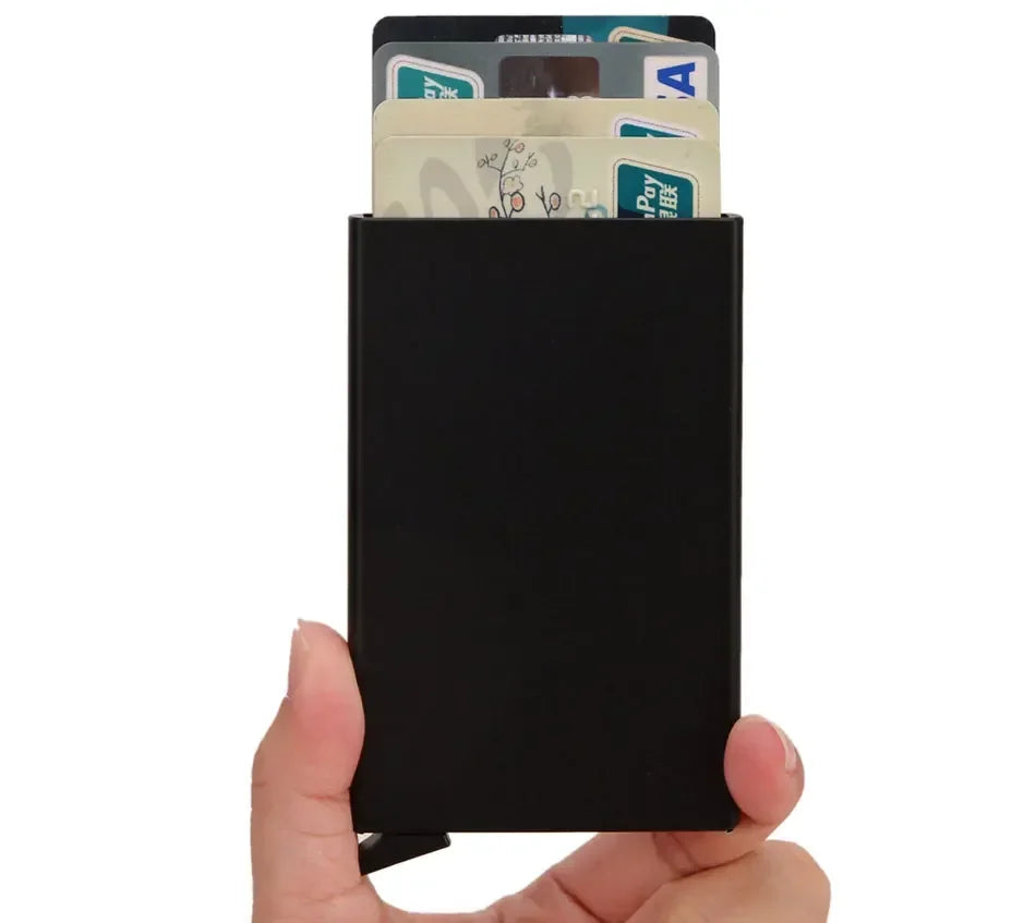 Anti Rfid Blocking Smart Wallet for Men Women ID Bank Credit Card Holder Metal Thin Slim Women Wallets Pop Up Minimalist Purse