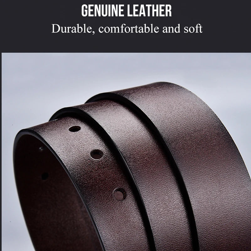 Men's Leather Belt Classic Vintage Pin Buckle High Quality - Smarsty