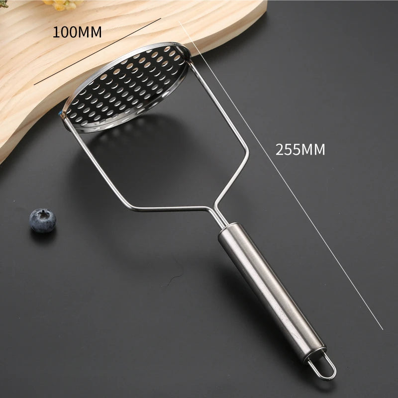 Stainless Steel Potato Masher Manual Fruit Vegetable Pressure Mud Machine Kitchen Children Food Crusher Complementary Gadget by Smarsty
